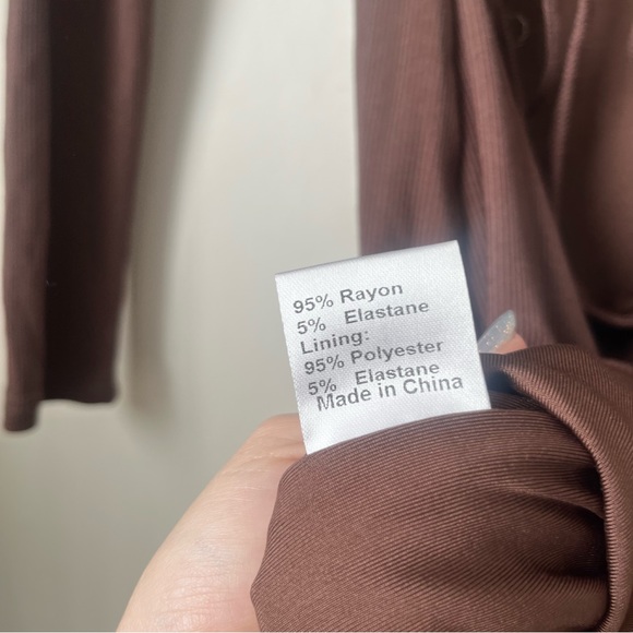 Princess Polly Nolan Brown Longsleeve Open Back Dress 6 - Picture 9 of 9